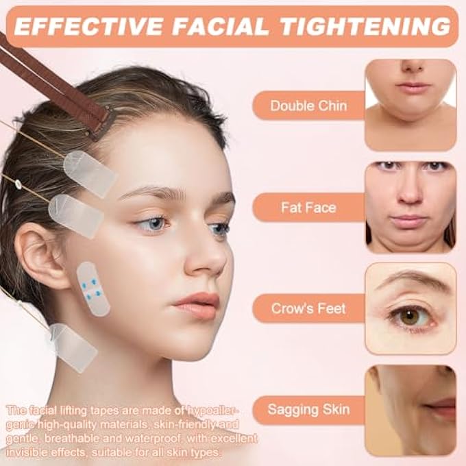 PUXING 270PCS FACE LIFT KIT FACE TAPE LIFTING INVISIBLE NECK TAPE LIFTING INVISIBLE FACELIFT BAND SAGGING SKIN FACIAL LIFTINGS STICKERS(COLOR:CLEAR) - Image 4